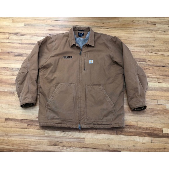 Carhartt Frontier Men's Sherpa Lined Work Jacket Brown 3XL Loose Fit Vintage